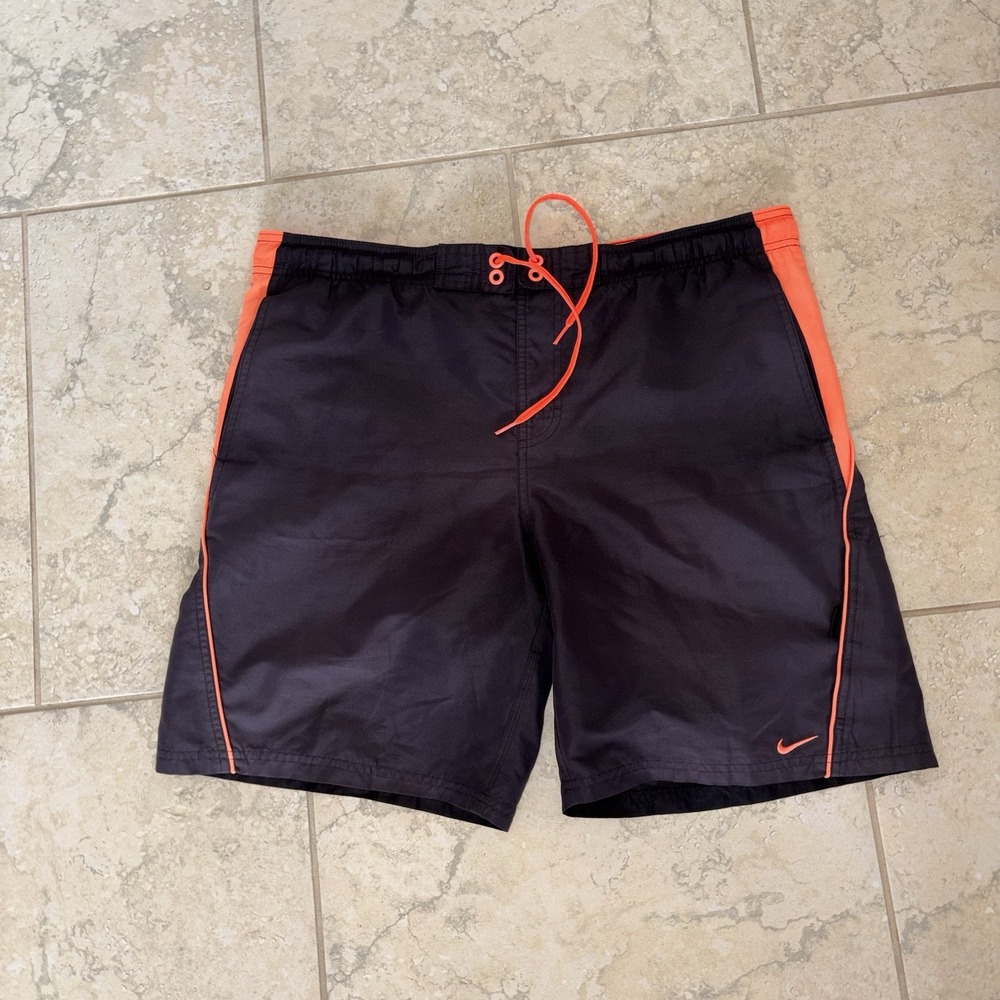 Nike Swim Shorts Trunks Board Shorts Neon Peach Pink Orange Net Lined Size M Y2K